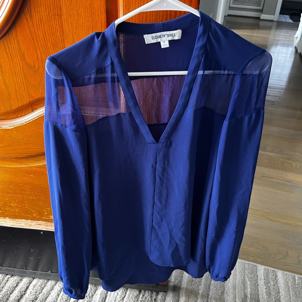 Elizabeth and James Deep Blue V-Neck Blouse